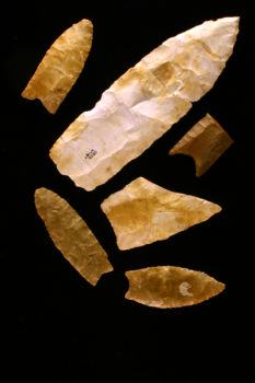 Clovis spear points from the Gault site in Texas.