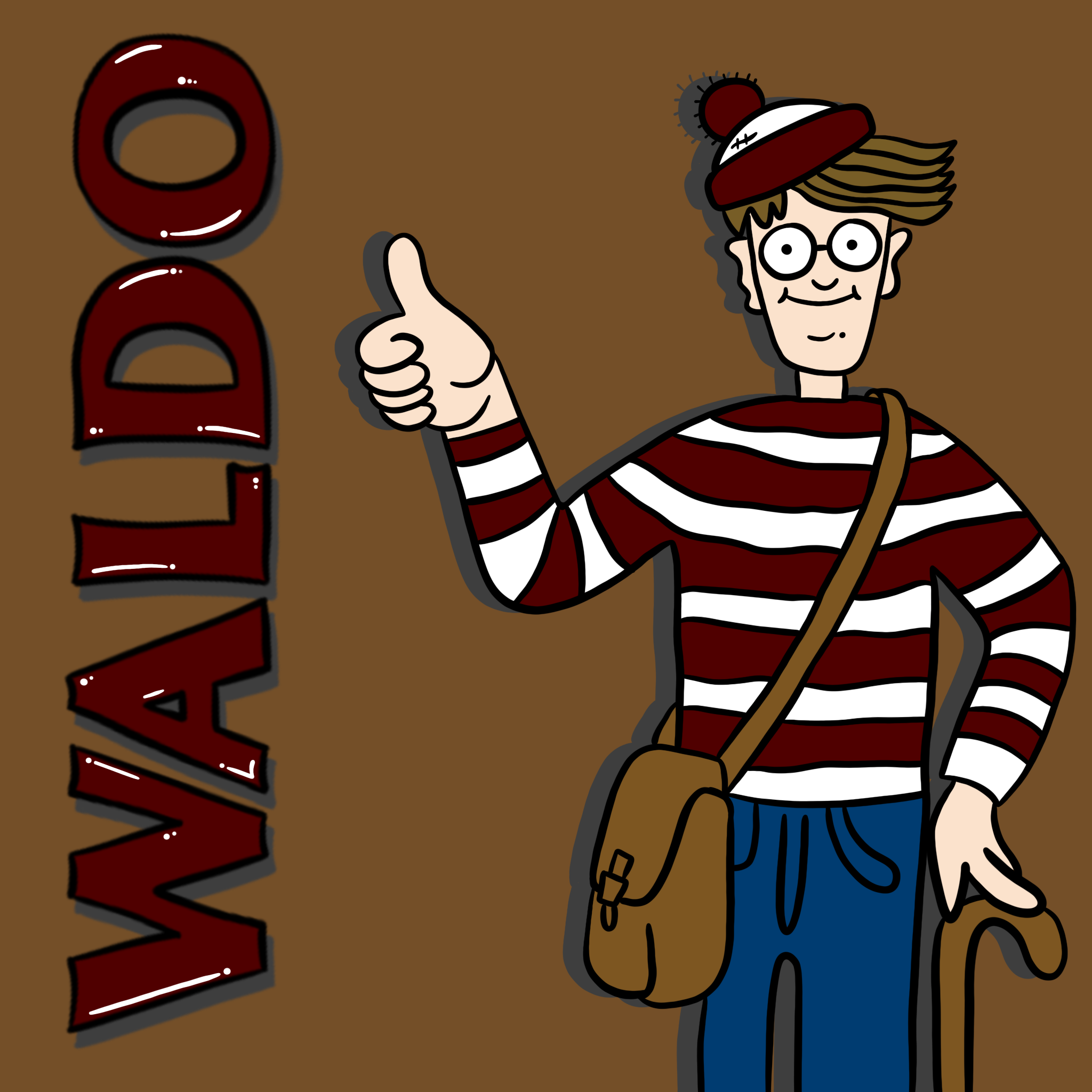 Graphic of Waldo holding up a gig 'em.