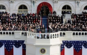President Barack Obama gives his inaugural address as the 44th president of the United States on Jan. 20, 2009.