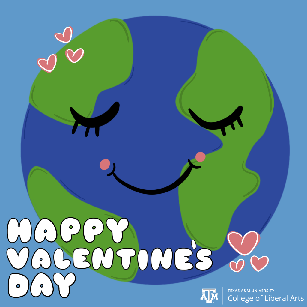 Graphic of the Earth feeling the love we're showing Mother Nature this Valentine's Day.