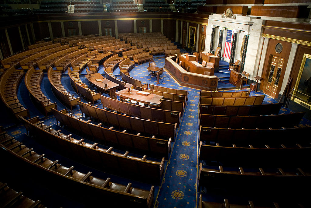 Photo of the U.S. House of Representatives chamber empty.