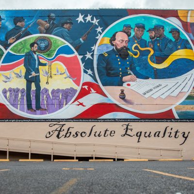 Photo of the new mural honoring Juneteenth in Galveston, Texas.