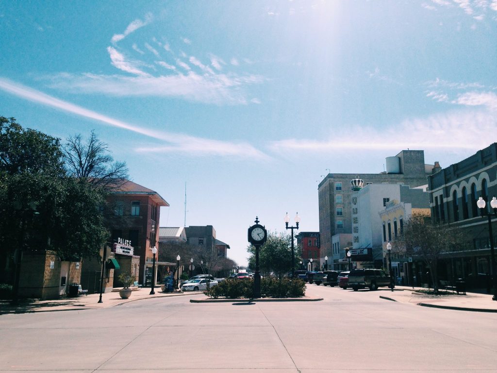 Photo of Main Street in Downtown Bryan on a sunny day.
