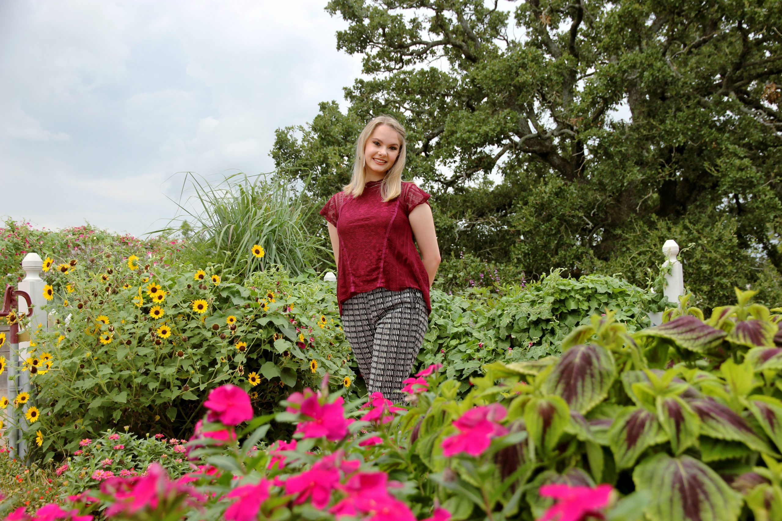 Natalie Parks in The Gardens at Texas A&M University.