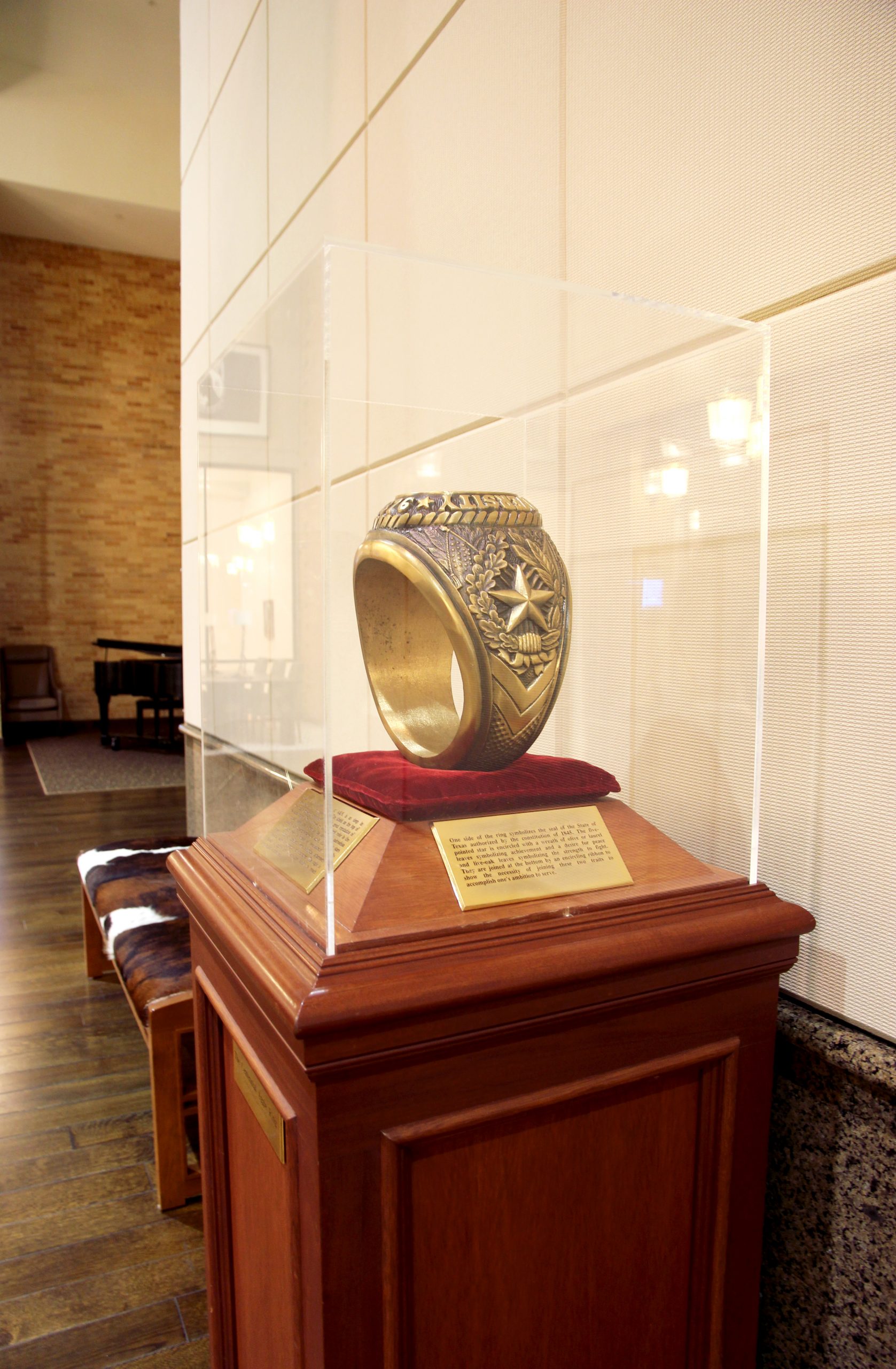 This Aggie Ring is in the "campus living room."