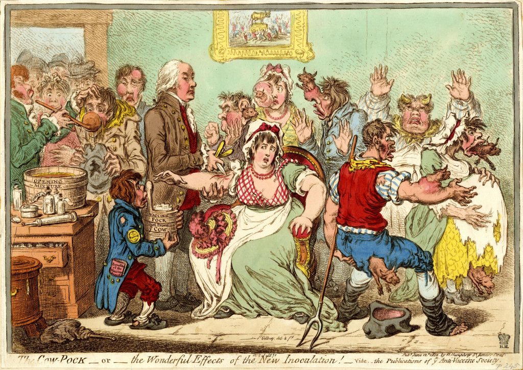 Artwork depicting fears of immunization from the 1800s.