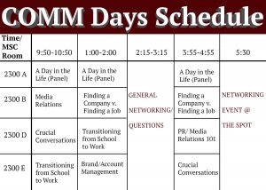 Schedule for the COMM Days Event