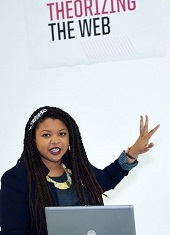 Young woman lecturing